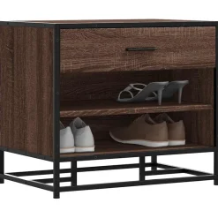vidaXL Schuhbank Braun Eichen-Optik 60x40x53,5 cm Holzwerkstoff Metall