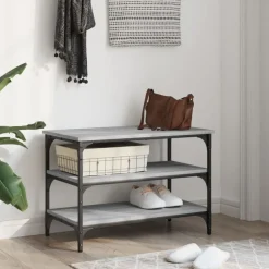 vidaXL Schuhbank Grau Sonoma 70x38,5x49 cm Holzwerkstoff