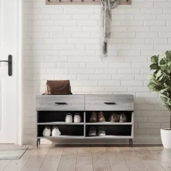 vidaXL Schuhbank Grau Sonoma 102x35x55 cm Holzwerkstoff