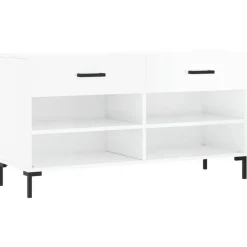 vidaXL Schuhbank Hochglanz-Weiß 102x35x55 cm Holzwerkstoff