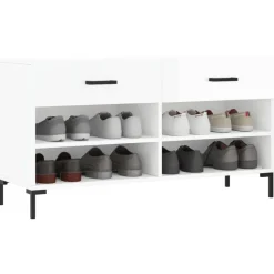 vidaXL Schuhbank Hochglanz-Weiß 102x35x55 cm Holzwerkstoff