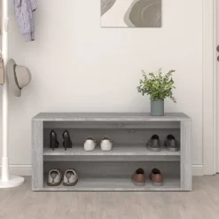 vidaXL Schuhregal Grau Sonoma 100x35x45 cm Holzwerkstoff