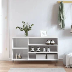 vidaXL Schuhregal Hochglanz-Weiß 102x36x60 cm Holzwerkstoff