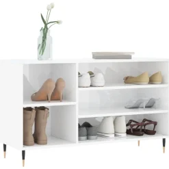 vidaXL Schuhregal Hochglanz-Weiß 102x36x60 cm Holzwerkstoff