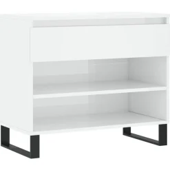 vidaXL Schuhregal Hochglanz-Weiß 70x36x60 cm Holzwerkstoff
