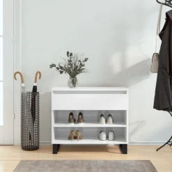 vidaXL Schuhregal Hochglanz-Weiß 70x36x60 cm Holzwerkstoff
