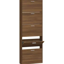 vidaXL Schuhschrank Braun Eichen-Optik 59x17x169 cm Holzwerkstoff