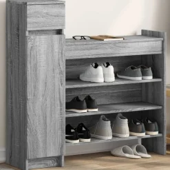 vidaXL Schuhschrank Grau Sonoma 100,5x28x100 cm Holzwerkstoff