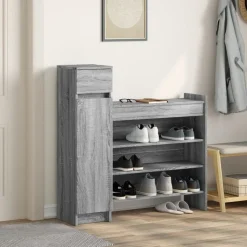 vidaXL Schuhschrank Grau Sonoma 100,5x28x100 cm Holzwerkstoff