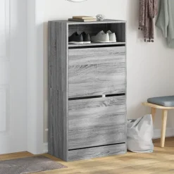 vidaXL Schuhschrank Grau Sonoma 60x34x116 cm Holzwerkstoff