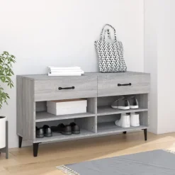 vidaXL Schuhschrank Grau Sonoma 102x35x55 cm Holzwerkstoff
