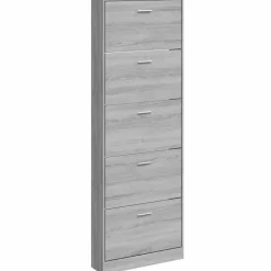 vidaXL Schuhschrank Grau Sonoma 59x17x169 cm Holzwerkstoff