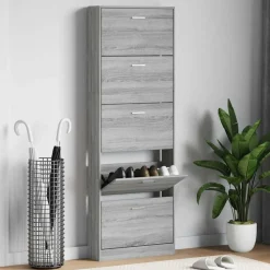 vidaXL Schuhschrank Grau Sonoma 59x17x169 cm Holzwerkstoff