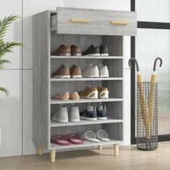 vidaXL Schuhschrank Grau Sonoma 60x35x105 cm Holzwerkstoff