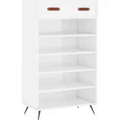 vidaXL Schuhschrank Hochglanz-Weiß 60x35x105 cm Holzwerkstoff