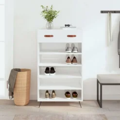 vidaXL Schuhschrank Hochglanz-Weiß 60x35x105 cm Holzwerkstoff