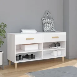 vidaXL Schuhschrank Hochglanz-Weiß 102x35x55 cm Holzwerkstoff