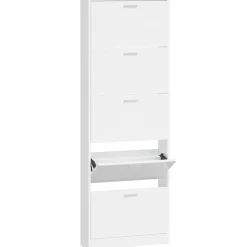 vidaXL Schuhschrank Hochglanz-Weiß 59x17x169 cm Holzwerkstoff