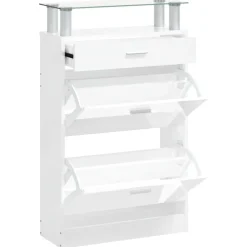 vidaXL Schuhschrank Hochglanz-Weiß 63x24x104 cm Holzwerkstoff
