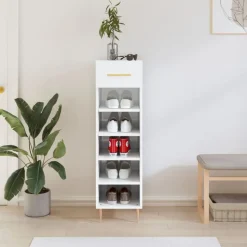 vidaXL Schuhschrank Hochglanz-Weiß 30x35x105 cm Holzwerkstoff