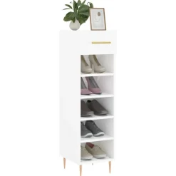 vidaXL Schuhschrank Hochglanz-Weiß 30x35x105 cm Holzwerkstoff