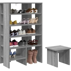 vidaXL Schuhschrank mit Regal 2 pcs Graues Sonoma Holzwerkstoff