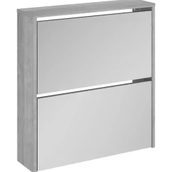 vidaXL Schuhschrank mit Spiegel 2 Fächer Grau Sonoma 63x17x67 cm