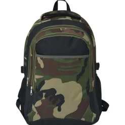 vidaXL Schulrucksack 40 L Schwarz und Tarnfarbe