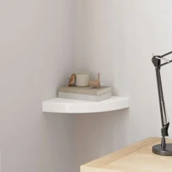 vidaXL Schwebendes Eckregal Hochglanz-Weiß 25x25x3,8 cm MDF