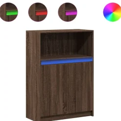 vidaXL Sideboard mit LED Braun Eichen-Optik 72x34x100 cm Holzwerkstoff
