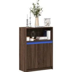 vidaXL Sideboard mit LED Braun Eichen-Optik 72x34x100 cm Holzwerkstoff