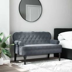 vidaXL Sitzbank mit Rückenlehne Dunkelgrau 119,5x64,5x75 cm Samt