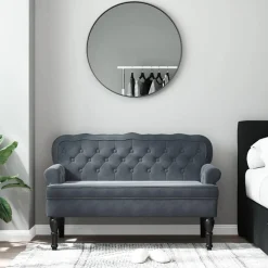 vidaXL Sitzbank mit Rückenlehne Dunkelgrau 119,5x64,5x75 cm Samt