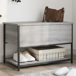 vidaXL Sitzbank mit Stauraum Grau Sonoma 70x42,5x47 cm Holzwerkstoff