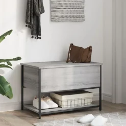 vidaXL Sitzbank mit Stauraum Grau Sonoma 70x42,5x47 cm Holzwerkstoff