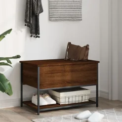 vidaXL Sitzbank mit Stauraum Braun Eiche 70x42,5x47 cm Holzwerkstoff