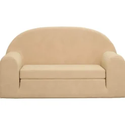 vidaXL 2-Sitzer Kindersofa mit Schlaffunktion Creme Weicher Plüsch