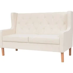 vidaXL 2-Sitzer Sofa Stoff Cremeweiß