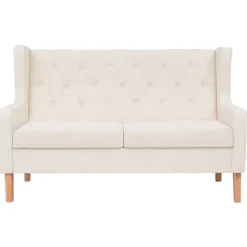vidaXL 2-Sitzer Sofa Stoff Cremeweiß