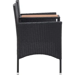 vidaXL 2-Sitzer-Gartenbank mit Teetisch 143 cm Poly Rattan Schwarz