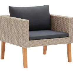 vidaXL 1-Sitzer-Gartensofa mit Auflagen Poly Rattan Beige
