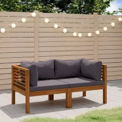 vidaXL 2-Sitzer-Gartensofa mit Kissen Massivholz Akazie