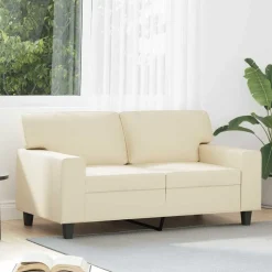 vidaXL 2-Sitzer-Sofa Creme 120 cm Kunstleder