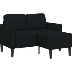 vidaXL 2-Sitzer-Sofa mit Chaiselongue L-Form Schwarz 125 cm Stoff