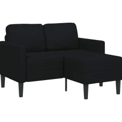 vidaXL 2-Sitzer-Sofa mit Chaiselongue L-Form Schwarz 125 cm Stoff