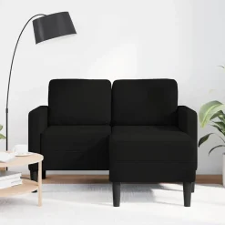 vidaXL 2-Sitzer-Sofa mit Chaiselongue L-Form Schwarz 125 cm Stoff