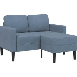 vidaXL 2-Sitzer-Sofa mit Chaiselongue L-Form Blau 125 cm Leinen