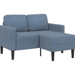 vidaXL 2-Sitzer-Sofa mit Chaiselongue L-Form Blau 125 cm Leinen