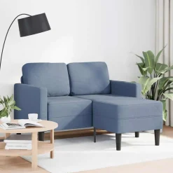 vidaXL 2-Sitzer-Sofa mit Chaiselongue L-Form Blau 125 cm Leinen