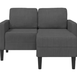 vidaXL 2-Sitzer-Sofa mit Chaiselongue L-förmig Dunkelgrau 125 cm Leinen